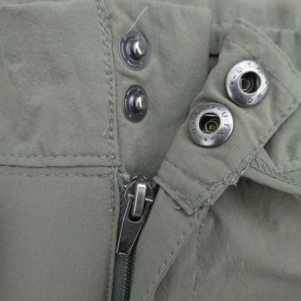 Mountain Hardware Khaki Green Nylon Trekking Pants 3 Secure Zip Pockets Crop 12